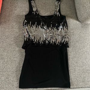 Sparkly sequin overlay mini dress. Perfect LBD!